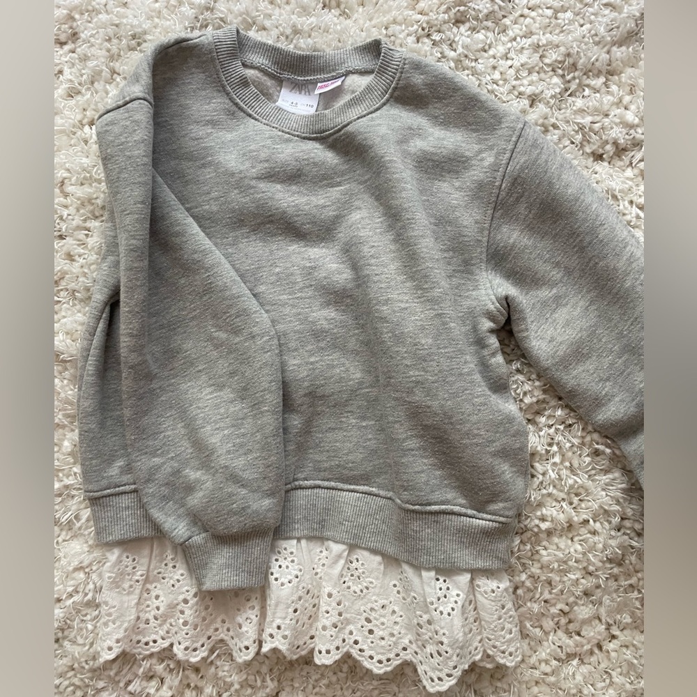 Zara girls sweatshirt with eyelet ruffle trim